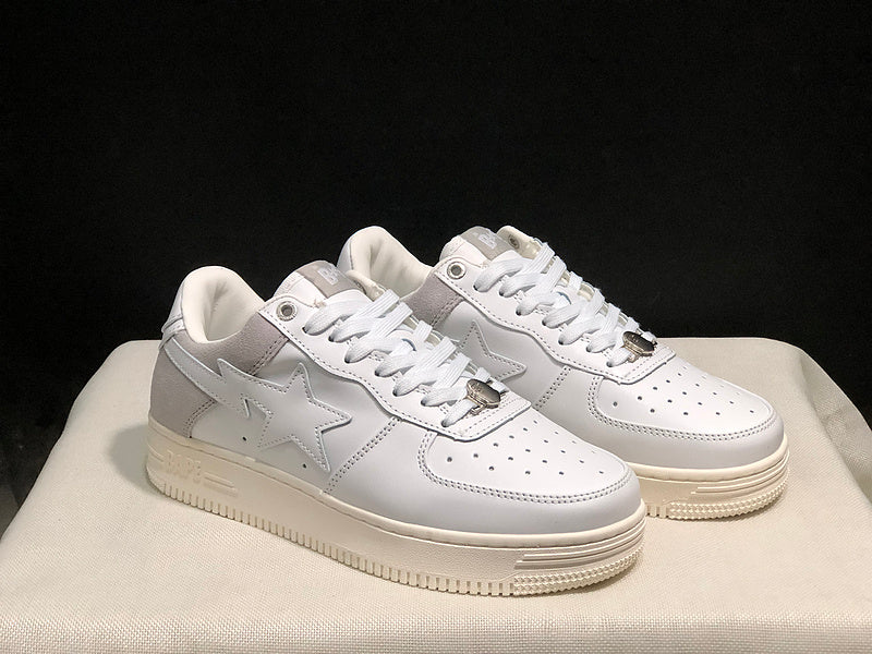 BAPE STA Low 'Triple White' Leather Sneakers