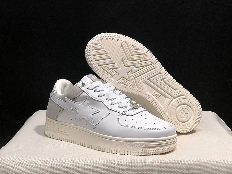 BAPE STA Low 'Triple White' Leather Sneakers