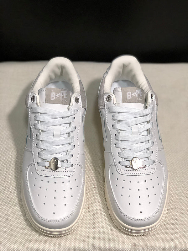BAPE STA Low 'Triple White' Leather Sneakers