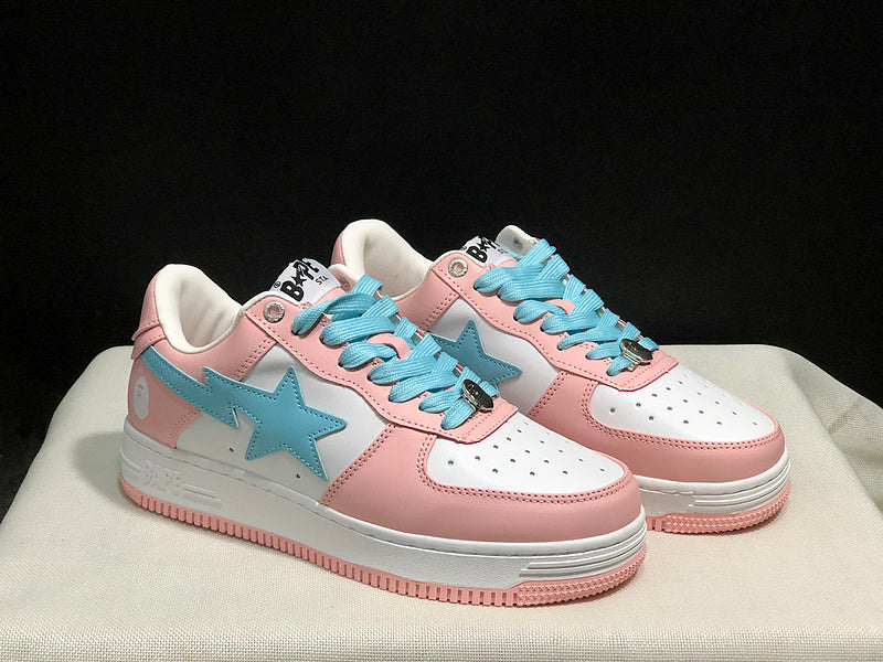 BAPE STA Low 'Pink/Baby Blue' Patent Leather Sneakers