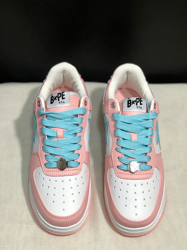 BAPE STA Low 'Pink/Baby Blue' Patent Leather Sneakers