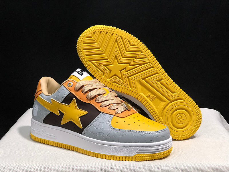 BAPE STA Low 'Yellow/Grey/Brown' Multi-Panel Sneakers