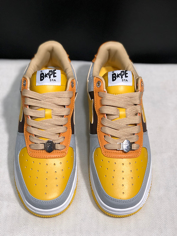 BAPE STA Low 'Yellow/Grey/Brown' Multi-Panel Sneakers