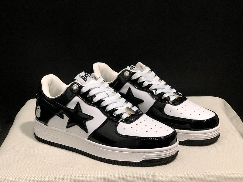 BAPE STA Low 'Panda' (Black/White Patent)