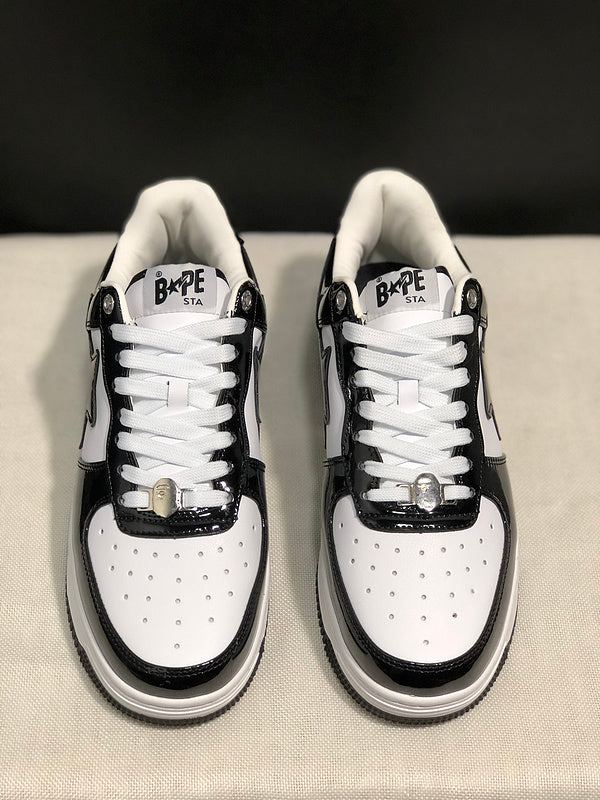 BAPE STA Low 'Panda' (Black/White Patent)