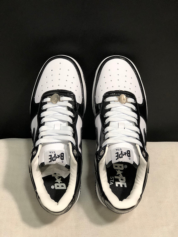 BAPE STA Low 'Panda' (Black/White Patent)